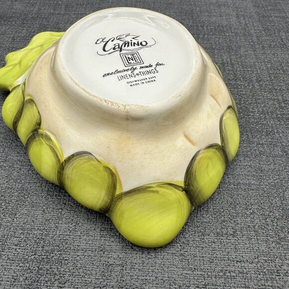 Grape Leaf Green Ceramic Dipping Dish Hand Painted El Camino Linens N Things Vtg - Picture 7 of 11